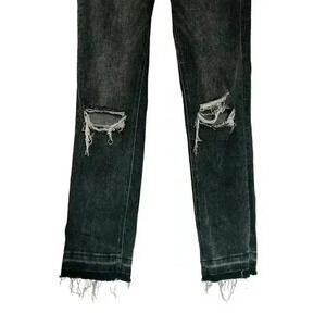 VERVET BLACK DISTRESSED WITH DISTRESSED HEM JEANS- SIZE 25 (INSEAM 27.5”)